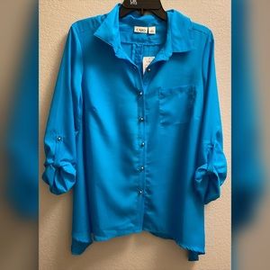 Turquoise Office Blouse size M